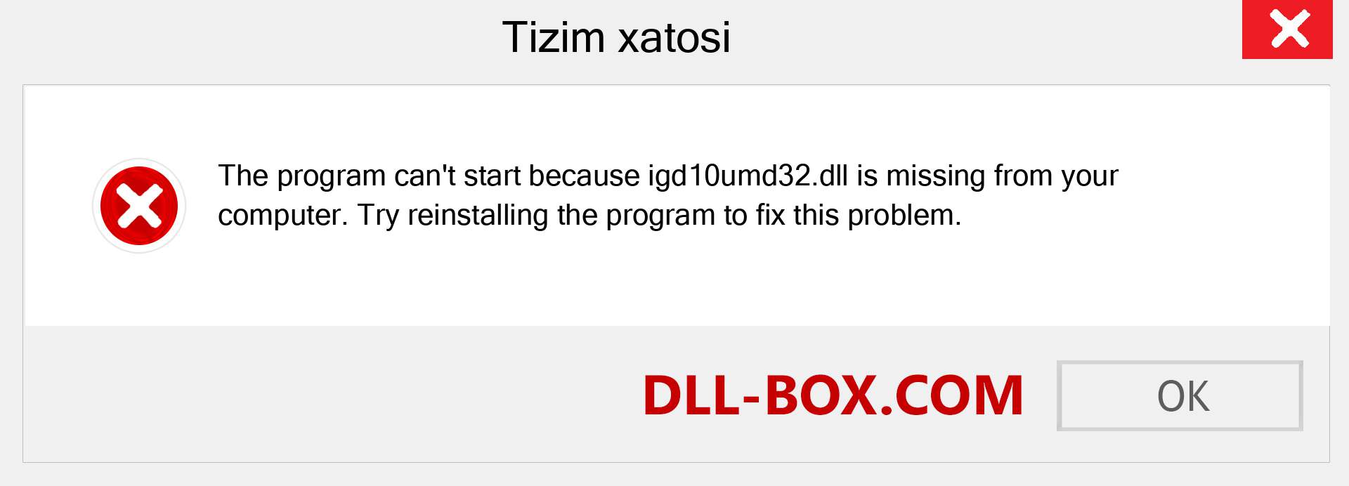 igd10umd32.dll fayli yo'qolganmi?. Windows 7, 8, 10 uchun yuklab olish - Windowsda igd10umd32 dll etishmayotgan xatoni tuzating, rasmlar, rasmlar